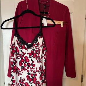 NWT White House Black Market Vibrant Red Blazer and Slacks